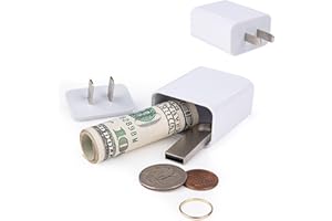 BARGIFTS Plug Storage Realistic Looking Charger with Storage Hiding Places for Valuables Charger Diversion Safe, White