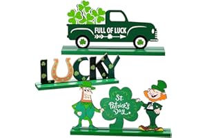 3pcs St Patricks Day Decorations for Table, CIIVURR Party Decor for St Patrick's Day Irish Themed Lucky Shamrock Full of Love