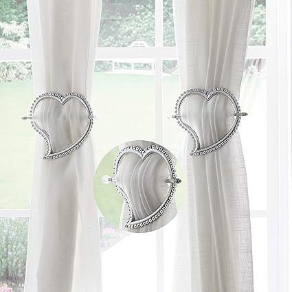Taiyuhomes 1 Pair Plastic Heart Diamond Curtain Tiebacks