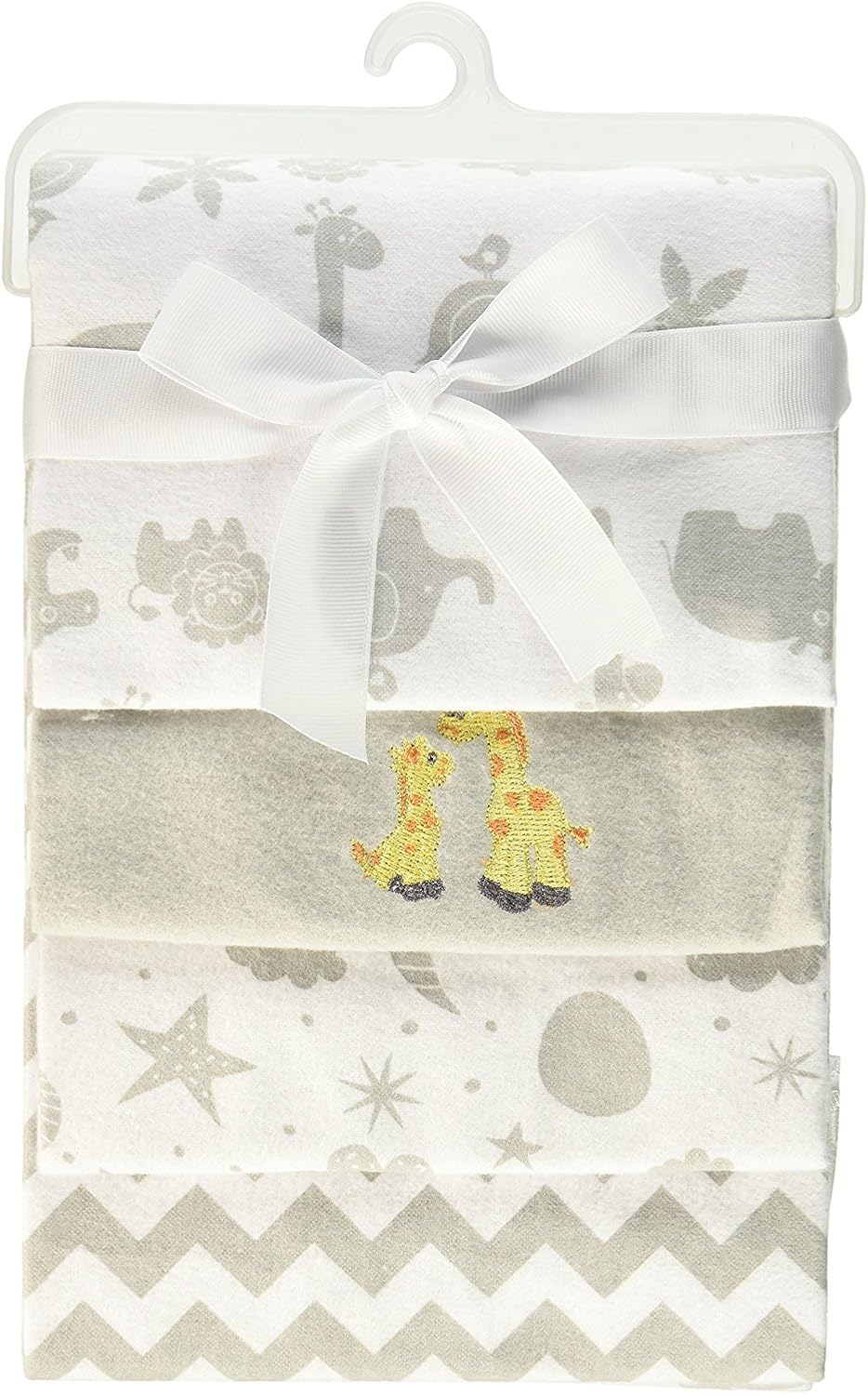 Spasilk Baby 4 Pack 100% Cotton Flannel Receiving Blanket, Grey Giraffe, One Size: Clothing