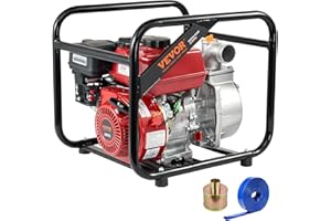 VEVOR Gasoline Powered Clarified Water Pump, 2 in/50 mm, 7HP 132GPM 4-Stroke Gasoline Engine Water Transfer Pump with 25 ft/7