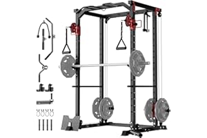 Power Cage for Home Gym, 1200 LBS Capacity Power Racks with Dual Pulley Systems, Multi-Functional Squat Rack for Strength Wor