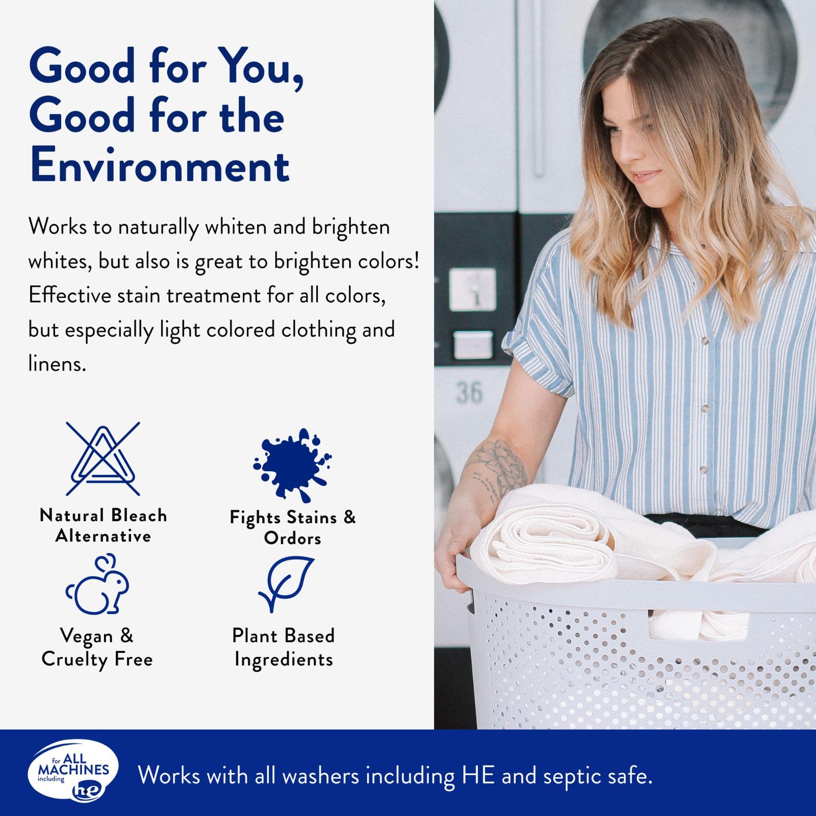 THE CLEAN PEOPLE Oxygen Brightener Stain Remover | Bleach Alternative, Simple Ingredients, Brightens Dull Whites AND Colors | 41 oz
