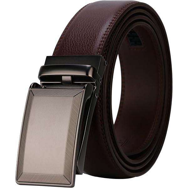 Cinturón De Cuero Para Hombre - Hebilla Cuadrada Acero Inoxidable, Costura Detallada, Estilo Casual BW1022