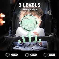 AMACOOL Battery Operated Stroller Fan Flexible
