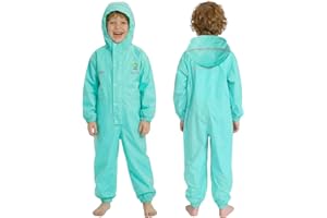 Sayyea Toddler Kids Rain Suit for Boys Girls One Piece Hoodie Waterproof Coverall Lightweight Rain Jacket 2-12 Years