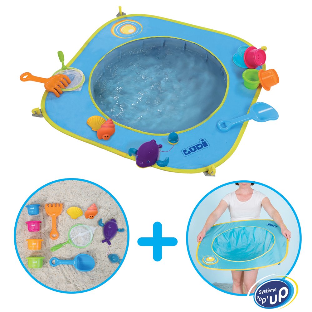 Ludi Piscine Pop Up En Plastique à Partir De 10 Mois Livrée Avec 10 Jouets De Plage