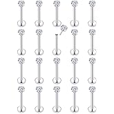 Vsnnsns 16G 18G 20G Threadless Push in Lip Rings Stainless Steel Flat Back Nose Rings Studs Tragus Helix Conch Cartilage Lobe Earrings Stud Piercing Jewelry for Women Men Diamond CZ Silver