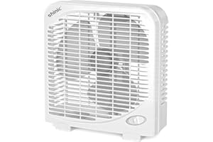 shinic 10" Tabletop Box Fan for Bedroom, 2 Speeds, Quiet Table Fan with Strong Airflow, Energy Efficient Small Box Fan, Portable Kitchen Exhaust Fan for Bedroom Bathroom Office Dorm Workshop, White