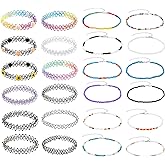 BodyJ4You 24PC Tattoo Choker Necklace - 90s Choker Necklaces Y2K Fashion Trendy Vintage - Daisy Flower Charm Colorful Rainbow Black Goth Pendant - Stretchy Elastic Necklace Summer Gift Set