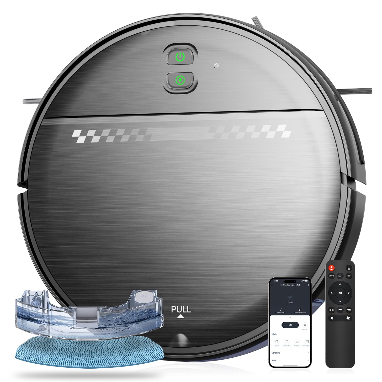 Photo 1 of Robot Vacuum and Mop Combo, 2-in-1 Mopping Robot Vacuum Cleaner with 2300Pa Suction, 2.87'' Slim Design, Wi-Fi/App/Voice Control, 3D Obstacle Avoidance&Self-Charging for Hard Floors, Carpets, Pet Hair