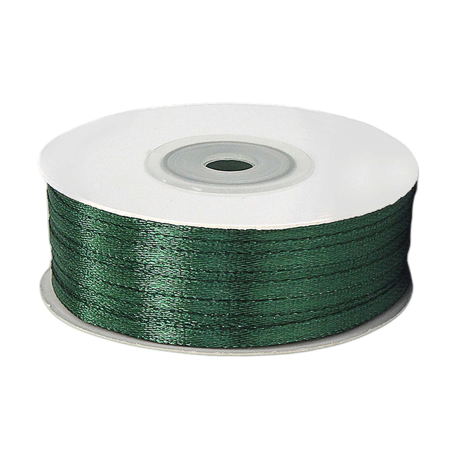 POPOYU Dark Green Thin Ribbon 3mm,91m Satin Ribbon Solid Color Fabric Ribbon Silk Satin Roll,Dark Green Balloon Ribbon for St Patrick Day Gift Wrapping DIY Crafts St Patrick Day Cake Wedding Balloons