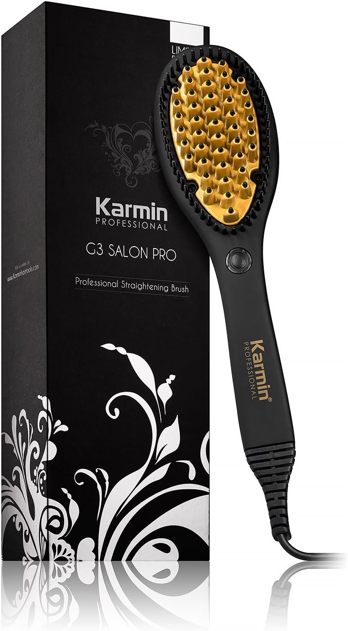 Karmin G3 Hair Straightener Brush - Professional Ceramic Hair Straightener, Fast Heating, 60 Minutes Auto Shut-Off, Dual Voltage Ideal for Travel