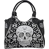 Lost Queen Gothic Rockabilly Skull Pentagram Shoulder Bag - Handbag Purse