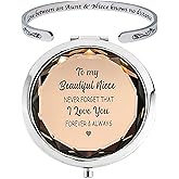 MALLAbyLAMMA To My Niece Gifts from Aunt, Niece Compact Mirror Champagne, Bracelet Cuff for Birthday Christmas Graduation