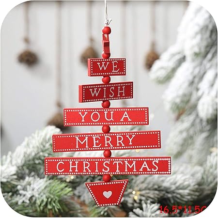 Amazon Co Jp 新年ナチュラルクリスマスウッドクラフトクリスマスツリーオーナメント木製ペンダント装飾 Red1 おもちゃ