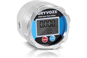 GRYVOZE 1/2 Inch NPT Gear Oil Flow Meter, 0.05-6.6 GPM Digital Gear Flow Meter for Motor Oil, Lubricants, Antifreeze, and Hydraulic Oil, Perfect for High-Viscosity or Low-Flow Liquids