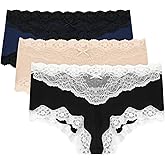 Maidenform Women's Underwear Hipster Pack, 3-Pack, Low-Rise Cheeky Underwear Women Pack, Lace Hipster Panties for Women