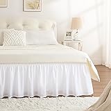 RIMELA White Bed Skirt Queen Size 15 Inch