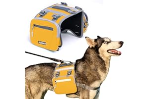 Ansukow Dog Backpack - Large Dog Backpack Harness for Outdoor Adventures, Hiking Dog Backpacks with Adjustable Straps - Durable Dog Packs for Hiking, Comfortable Backpack for Dogs to Wear,Yellow