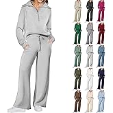 Sweat Suits for Womens 2 Piece Sweatsuits Tracksuits Lounge Set Track Suits Quarter Zip Pullover Wide Leg Sweatpants