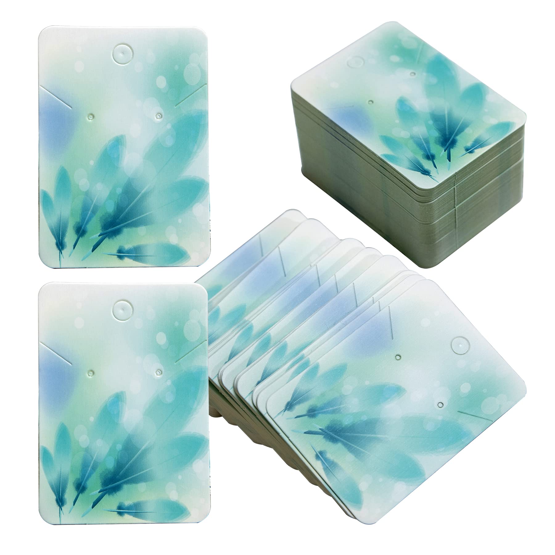 Photo 1 of 100Pack Blue Feather Earring Cards for Display - Jewelry Cards 2.8"x2"