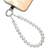 Danni Yan Crystal Beaded Phone Wrist Strap Glass Beads Bracelet Lanyard Crystal Chain Cell Phone Wristlet Strap for Women (Transparent)