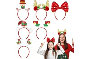 WONDRUS Christmas Hats Headbands Hair Accessories 6 PCS, Fun Holiday Party Favors Supplies Gifts Prizes for Kids, Christmas Headwear for Costume, Xmas Wearable Decorations Photo Booth Props Items Prizes