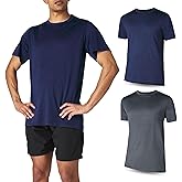 Men’s Athletic Short Sleeve Gym Workout T-Shirts 2 Pack Mens Dry Fit Tees Moisture Wicking Crew Neck Running T Shirt for Men