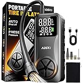 AOSKI Tire Inflator Portable Air Compressor: 150PSI Rechargeable Air Pump with Digital Pressure Gauge, LED Light and Auto Shut-Off - Fast Inflation for Car, Motorcycle, Bike, and Ball - Black