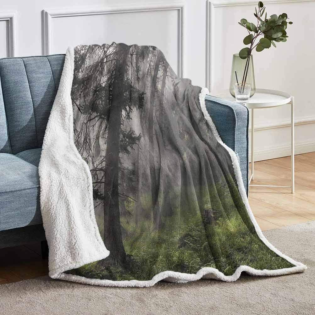 YUAZHOQI Woodland Throw Blanket for Sofa Couch Enchanted Misty Forest