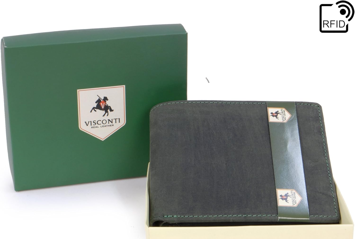 VISCONTI, Men's Small Bifold Leather Wallet, RFID Protected, 6 Credit Card Slots, Note Section & Coin Pocket, Gift Boxed - Image 5
