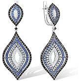 Santuzza 925 Sterling Silver Gemstone Cubic Zirconia Geometric Drop Earrings for Women