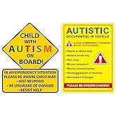 eDesign 2-Pack Child with Autism Alert Responders and Autistic Occupant in Vehicle Stickers Decals for Car Truck Van SUV Window Wall Cup Tumblers Laptop