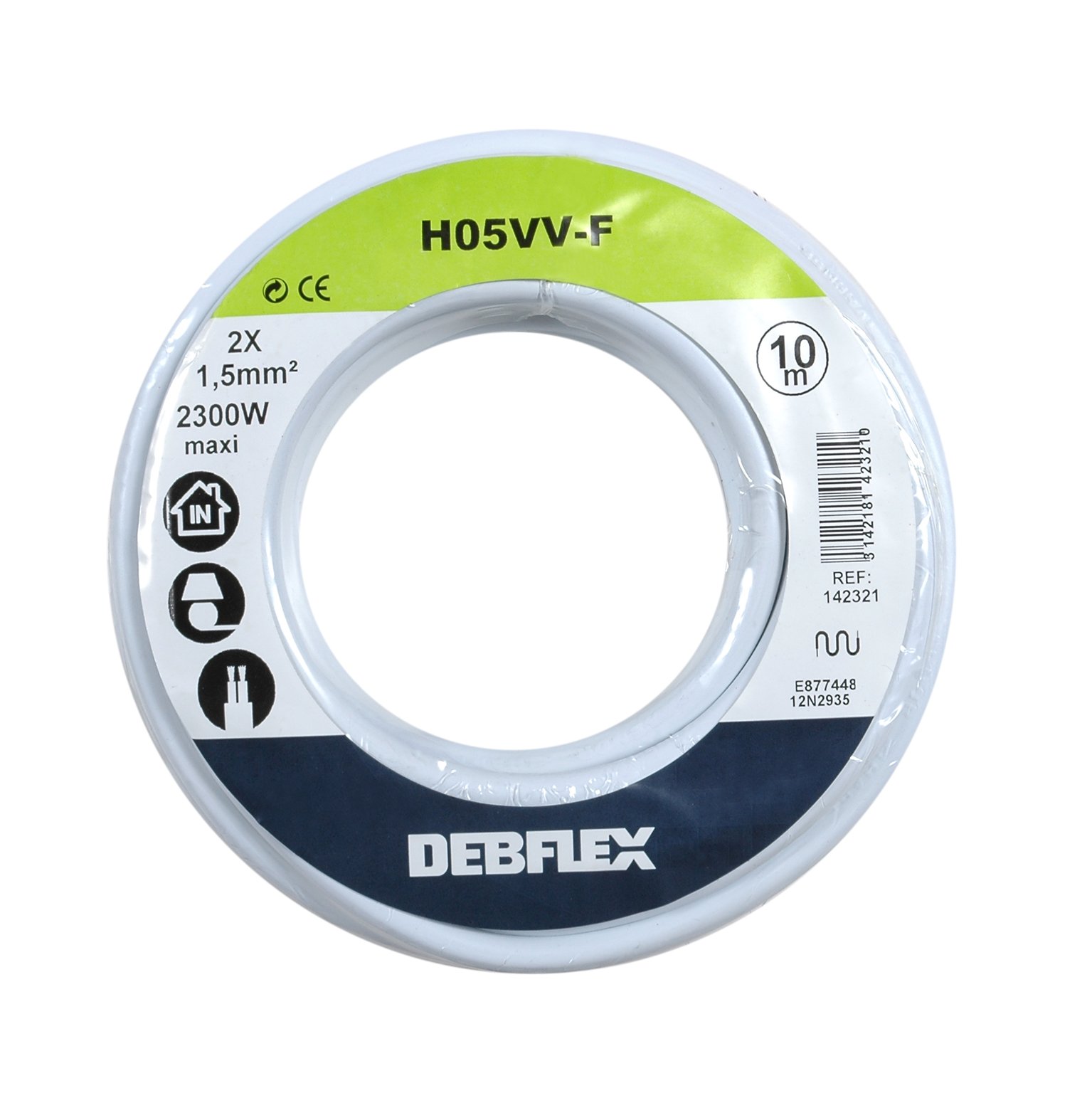 Debflex 142321 Cable Reel HO5VV-F 2 x 1.5 10 m White