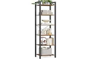 VASAGLE 6-Tier Bookshelf, Bookcase with Steel Frame, Book Shelf for Living Room, Home Office, Study, 30 x 40 x 186 cm, Indust