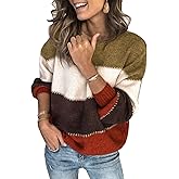 ANCAPELION Women’s Casual Sweater Pullover Winter Basic Sweatshirt Long Sleeve Cozy Knitted Jumper Tops Loose Fit