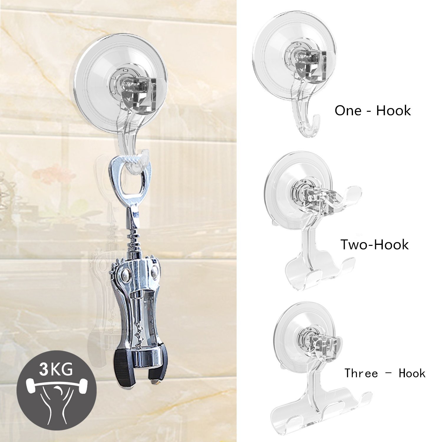 Bathroom Suction Hooks BUDGET GOOD Powerlock Shower Hooks (4 Pack