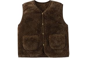Baby Fleece Vest Girls Lightweight Thick Thermal Button Down Plush Waistcoat Winter Casual Cozy Soft Sleeveless Outwear