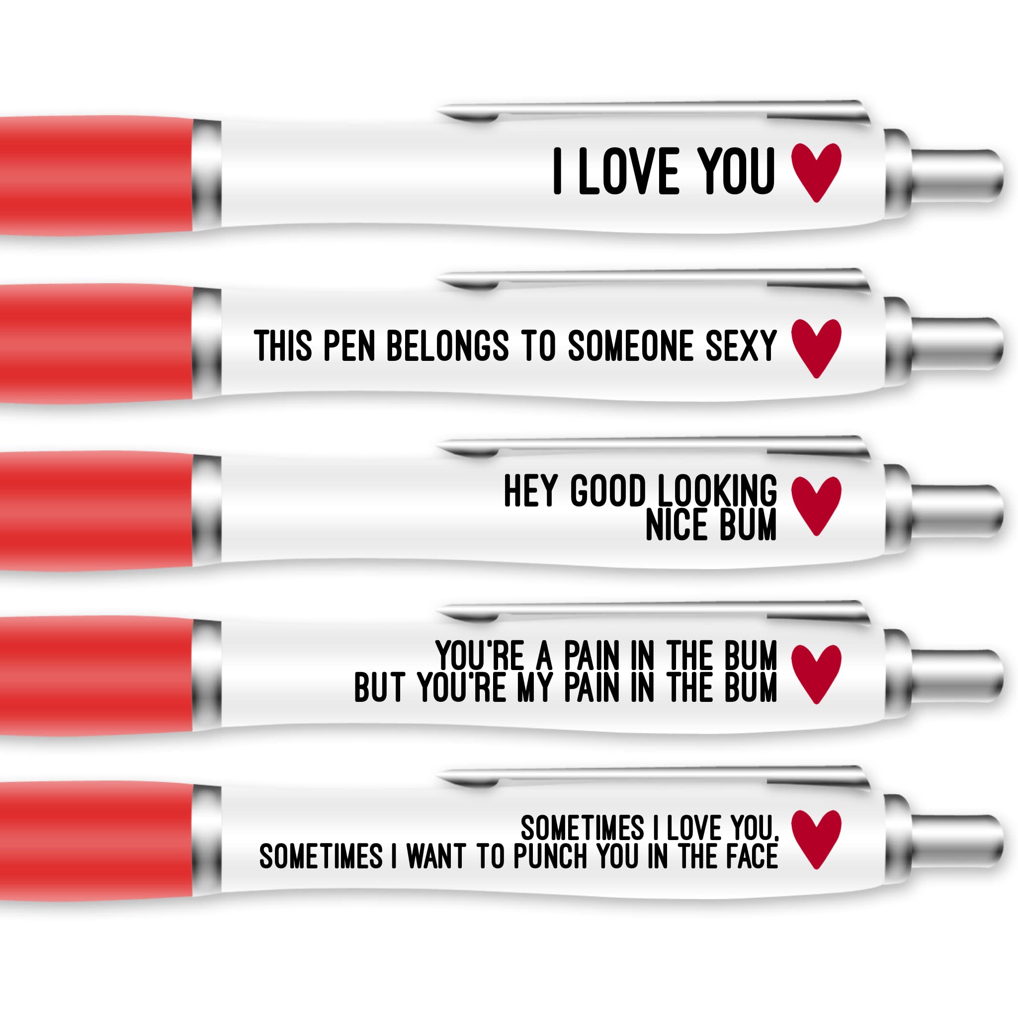 Silly Sentiments Nice Bum Pen Pack - Valentines Gift Pen Pack - Funny Stationery Novelty Gift for Friends - Office Desk Accessories