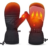 Heated Mittens for Men Women, Rechargeable 7.4V Battery Electric Warming Ski Gloves with 3 Heat Modes, Touchscreen Windproof for Outdoors Skiing, Snowboarding, Hiking, Camping