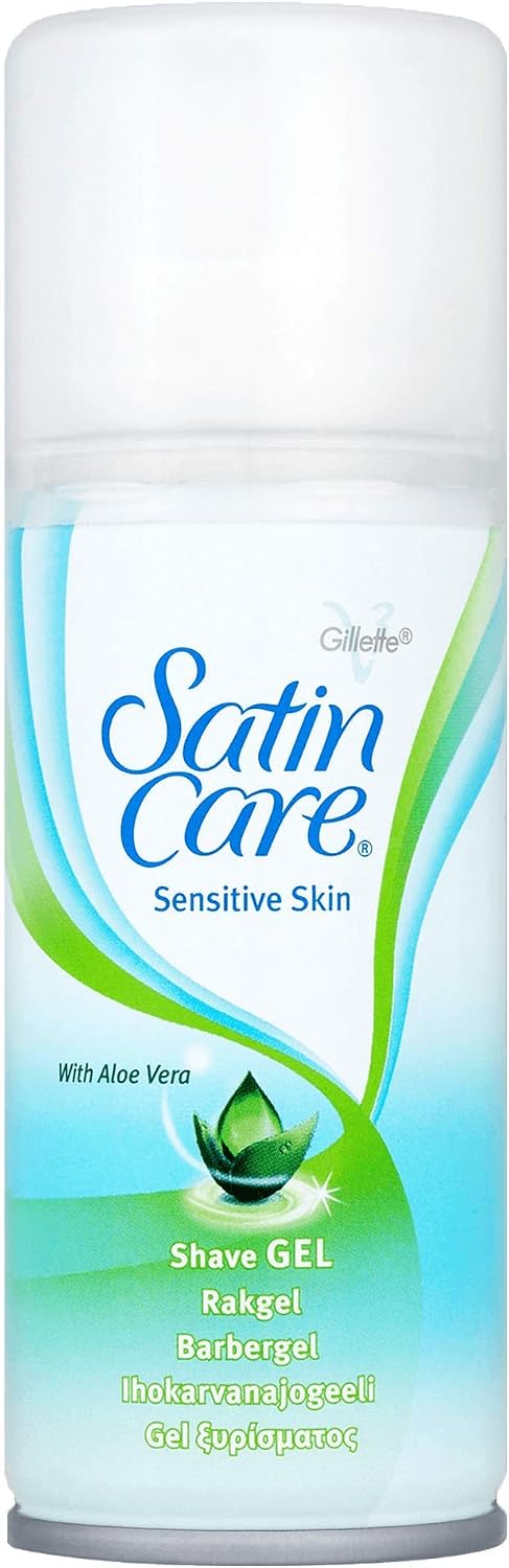 Gillette Satin Care Women's Shaving Gel, 75 ml, Specifically Designed For Sensitive Skin with Aloe Vera, White, 75 ml (Pack of 1)