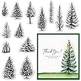 Large Trees Clear Stamps for Card Making, Forest Woods Background Clear Rubber Stamps Grove Pine Trees Background Transparent Rubber Seal Stamps for DIY Photo Scrapbooking Card Album Crafting Supplies