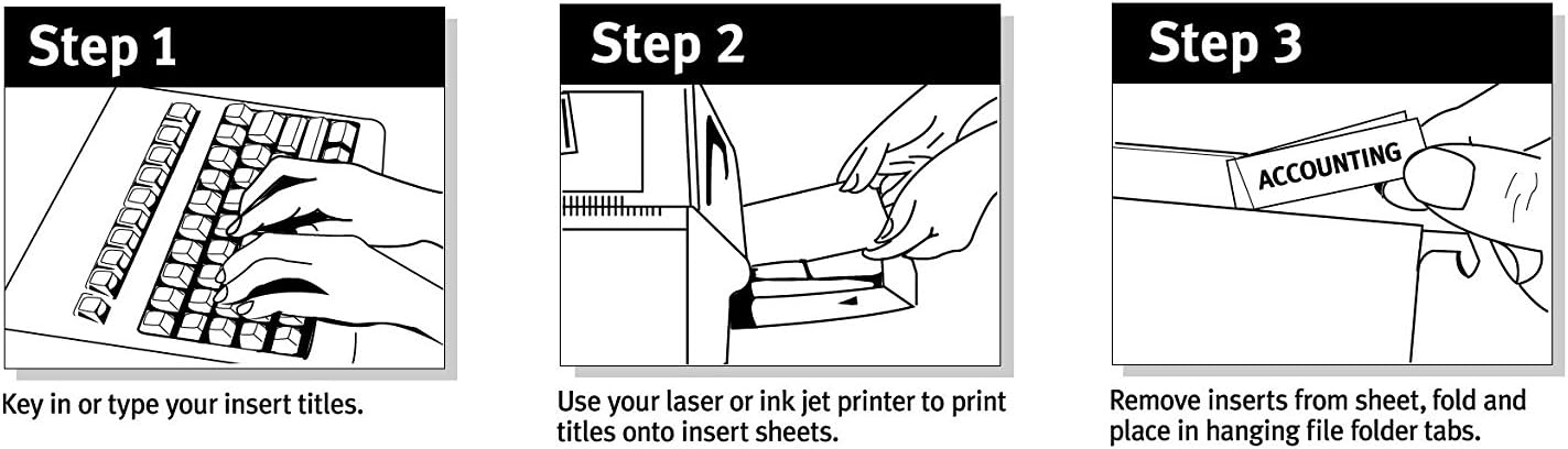 Avery WorkSaver Tab Inserts, 2 Inches, White, 100 Inserts (11136) : Hanging File Folder Tabs : Office Products