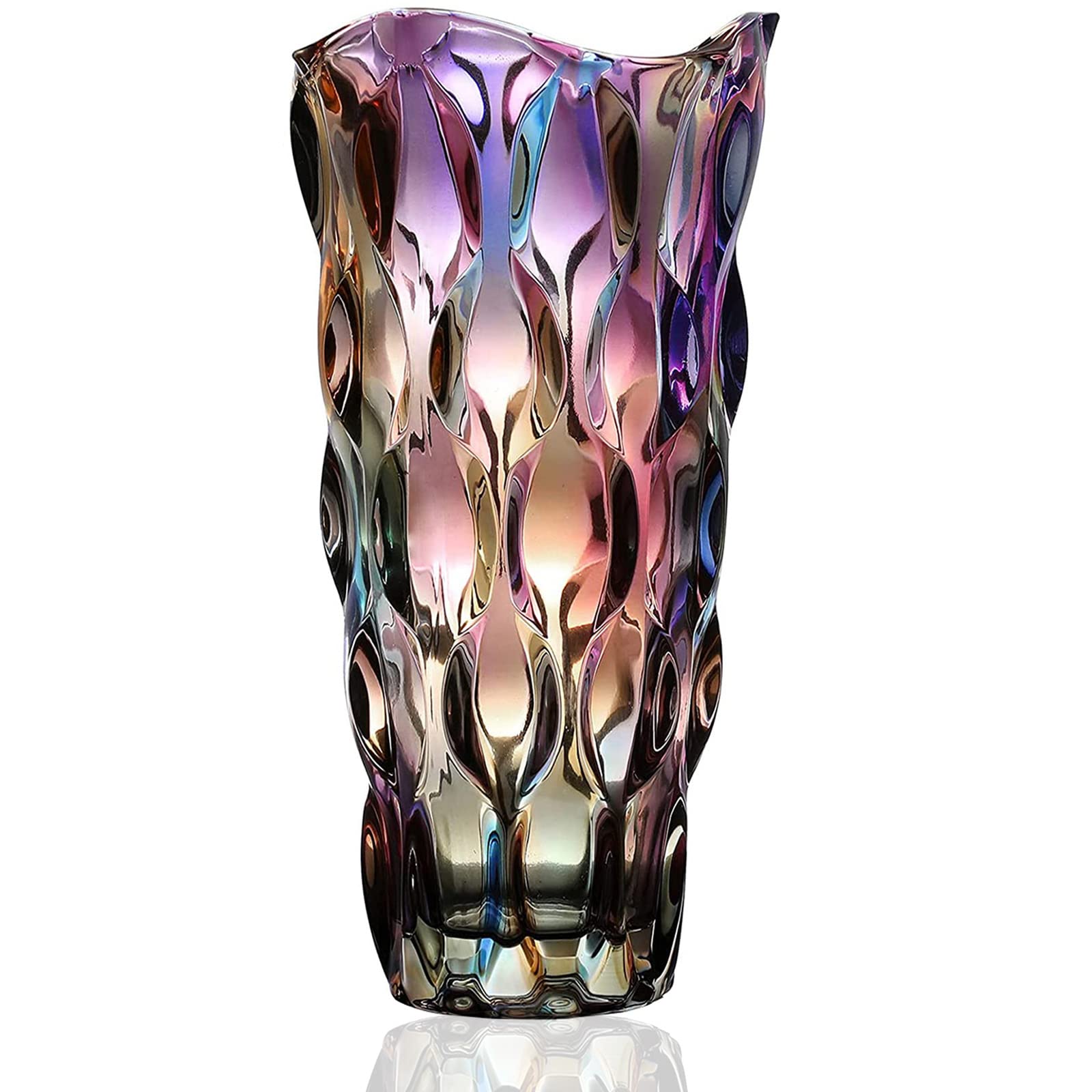 Hey_you Glass Flower Vase, Modern Minimalistic Vase Nordic Glass Floral Handmade Flower Arrangement Hydroponic Ornament for Home Dining Table, Gift for Wedding, Housewarming Party, Style A-Violet