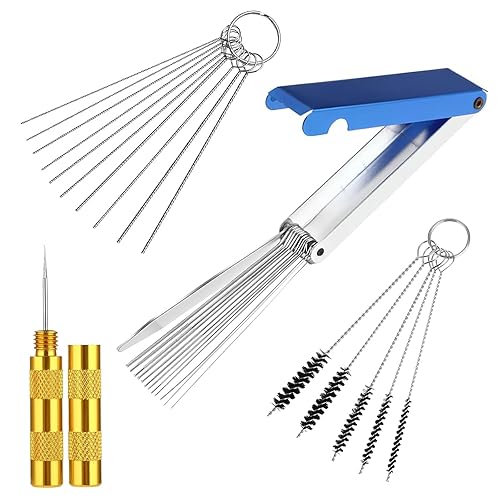 SANTUO Carb Cleaner Carburetor Cleaning Spray Air Brush Cleaning Kit with 5 Needles 5 Brushes Wires and Sharpening Tool for Guns.Cleaning Tools for Paint Brushes EGR Cleaning Removes Paint Dirt Chip