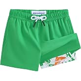 maamgic Boys Swim Trunks with Compression Liner 4-Way Stretch Bathing Suit | 2 in 1 Liner, Skin-Soft, Anti-Chafe, Quick Dry, Above the Knee, Toddler Swim Shorts, Board Shorts, Swimsuit, Swimwear