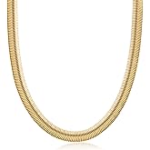 Barzel 18K Gold Plated Flat Herringbone Snake Chain Necklace for Women | Sizes 16-24 Inches | Made In Brazil