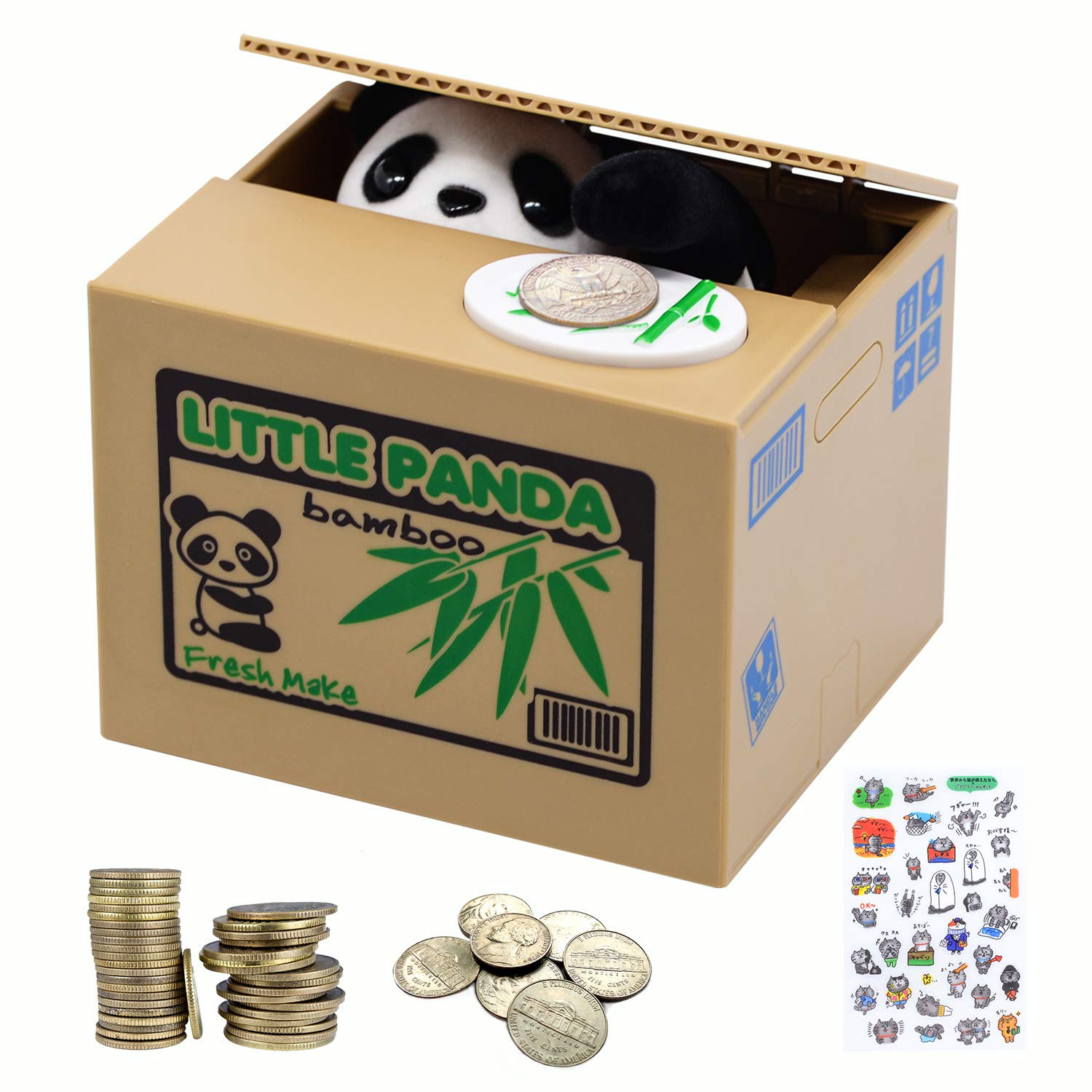 Electronic Panda Money Box With Coin Paw - Funny Piggy Bank for Small Change - Electrical Savings Bank for Children and Adults