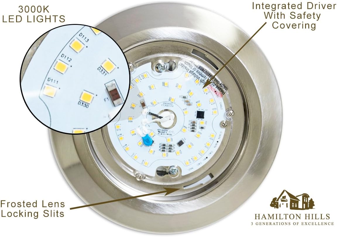 New Round Flush Mount Thin Ceiling Light |  LED Disc Shaped Thinnest Round Dimmable Lighting Fixture | Direct Wire Lights | No Drywall Work Required |  3000K Bright White | 8" Brushed Nickel - - 